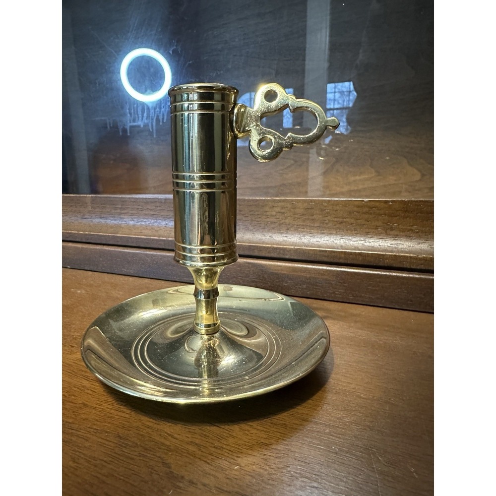 Vintage Brass Forged In Baldwin America Footed Candle Holder
